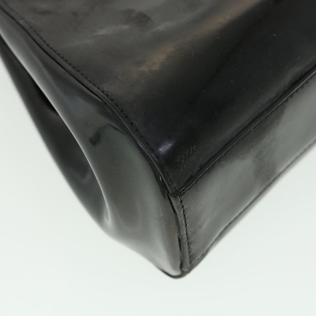 Chanel Hand Bag Enamel Black CC Vintage