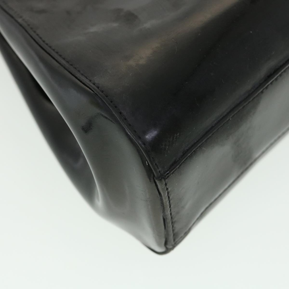 Chanel Hand Bag Enamel Black CC Vintage