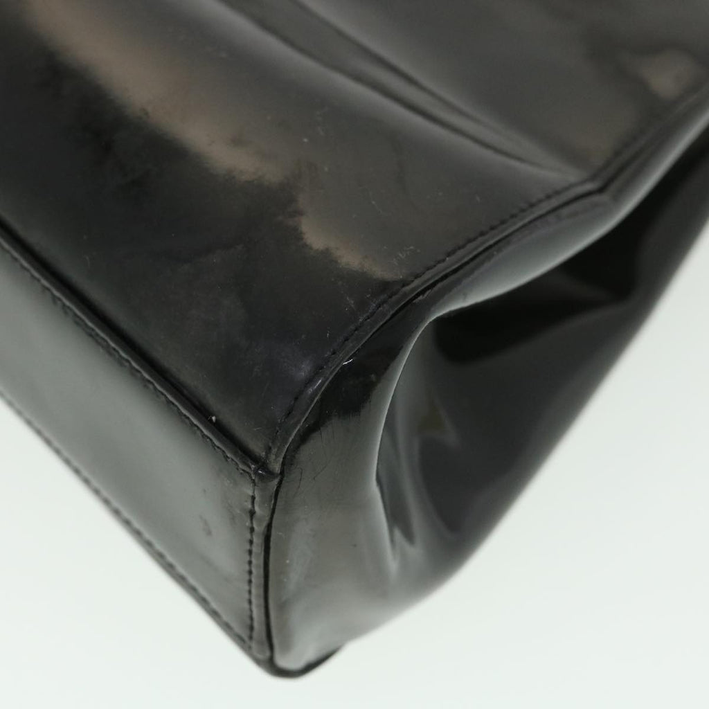 Chanel Hand Bag Enamel Black CC Vintage