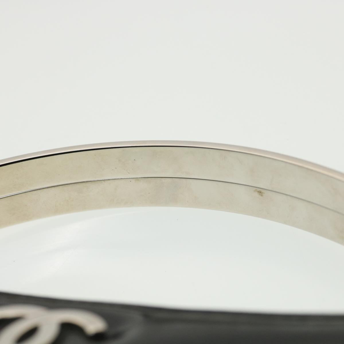 Chanel Hand Bag Enamel Black CC Vintage