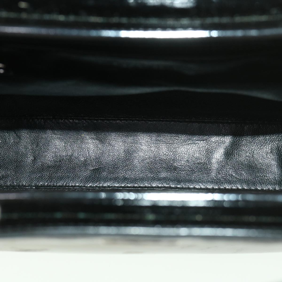 Chanel Hand Bag Enamel Black CC Vintage