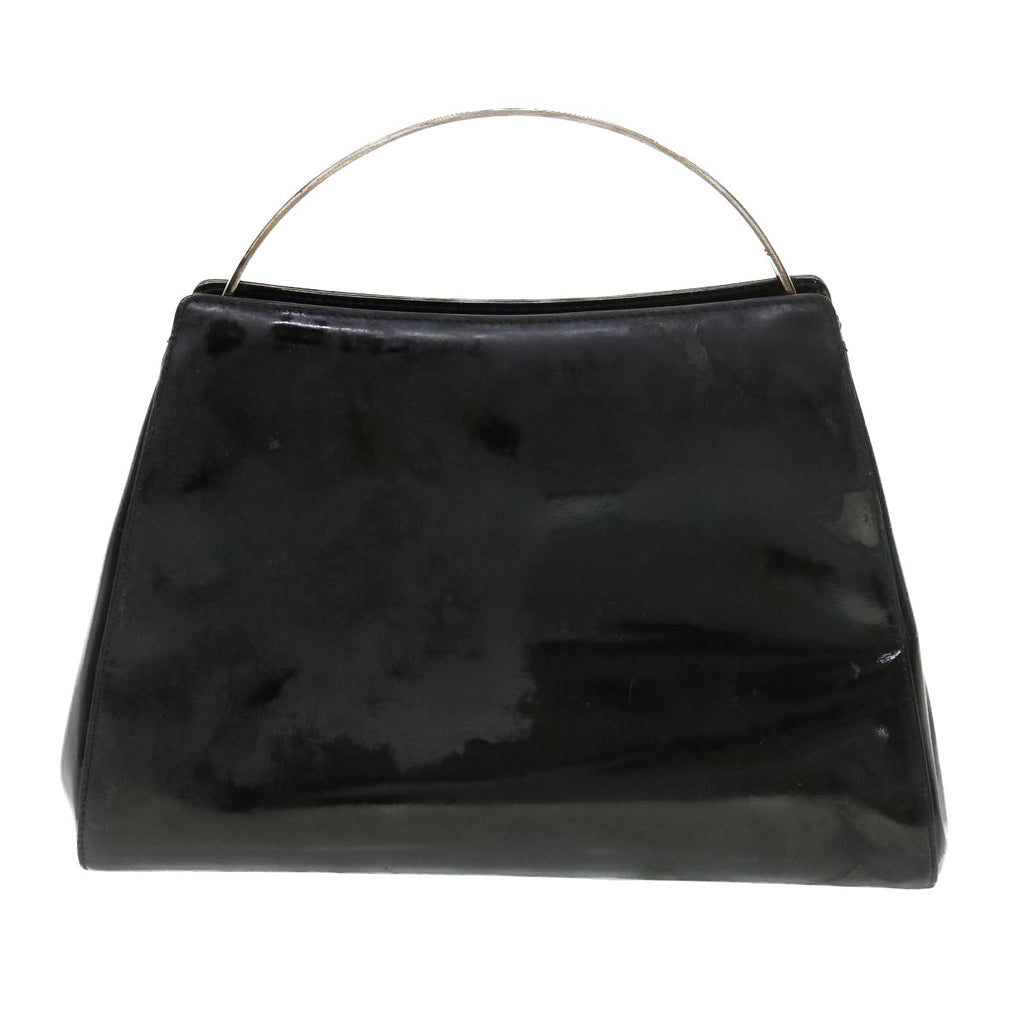 Chanel Hand Bag Enamel Black CC Vintage