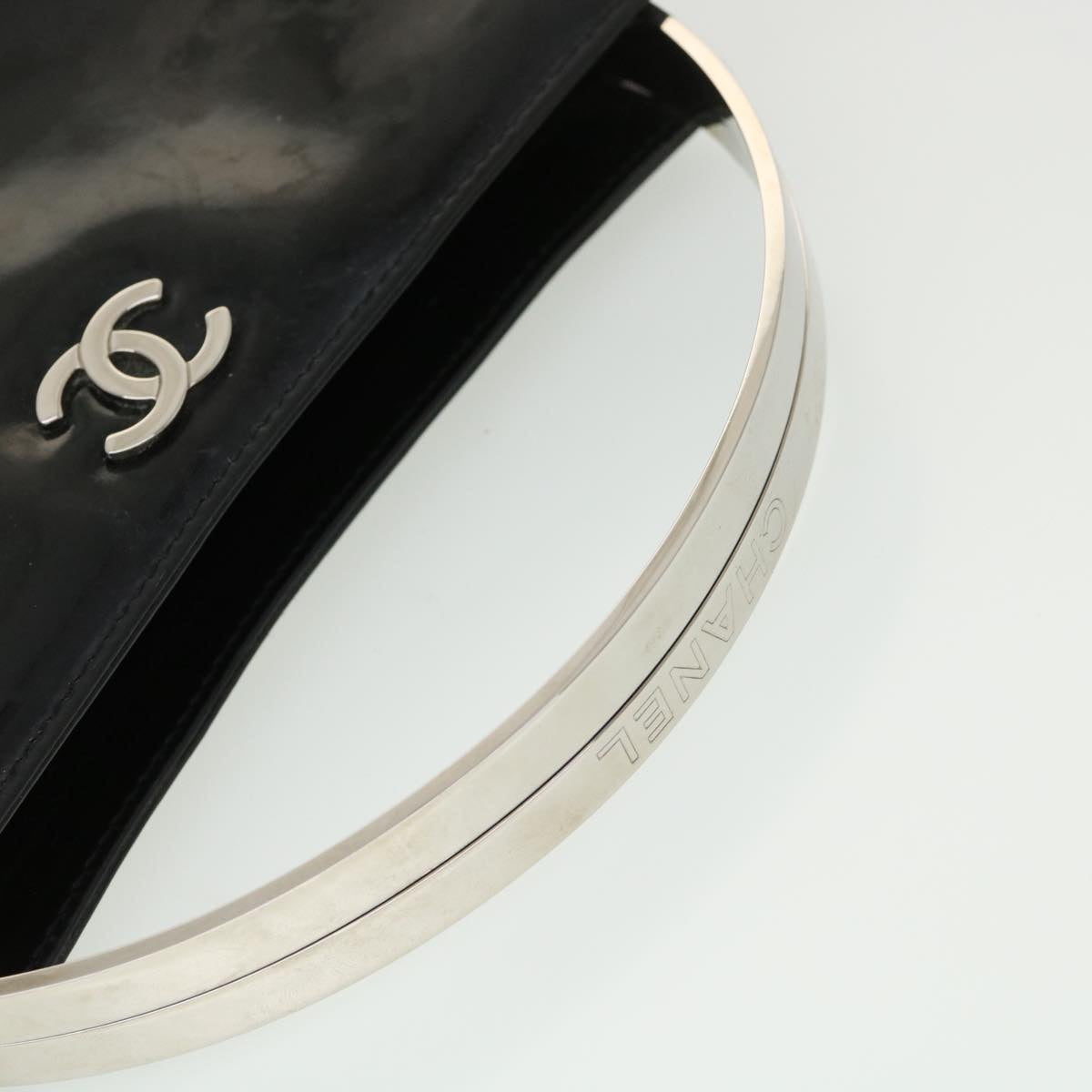 Chanel Hand Bag Enamel Black CC Vintage