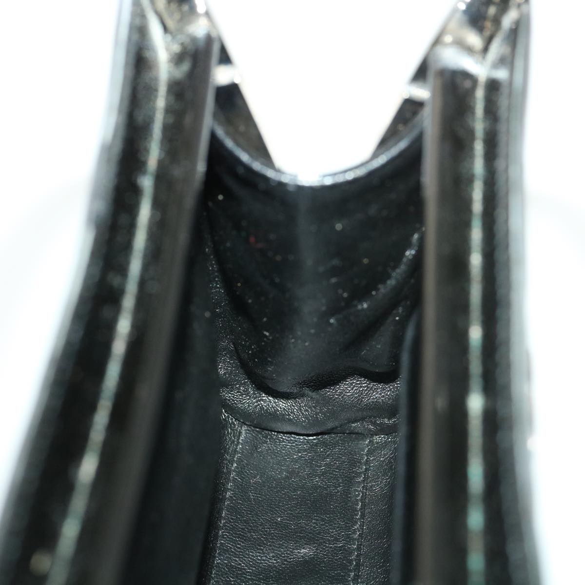 Chanel Hand Bag Enamel Black CC Vintage