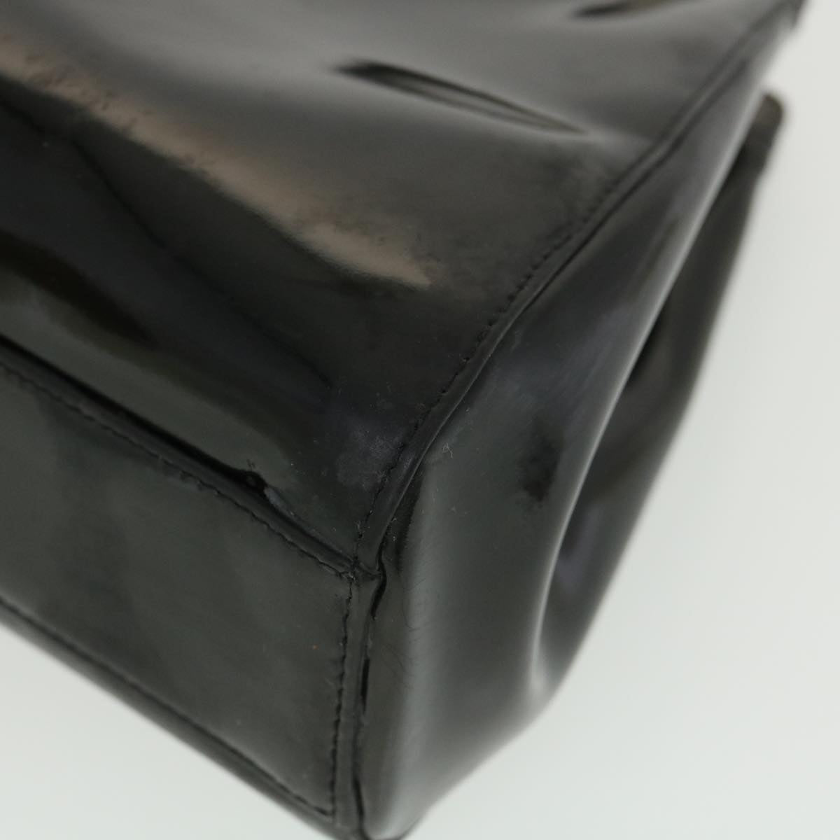 Chanel Hand Bag Enamel Black CC Vintage