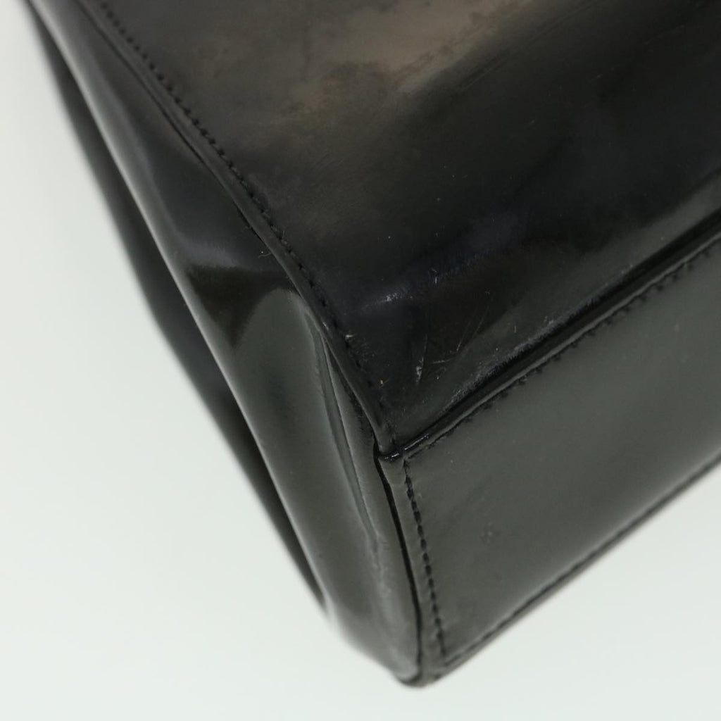 Chanel Hand Bag Enamel Black CC Vintage