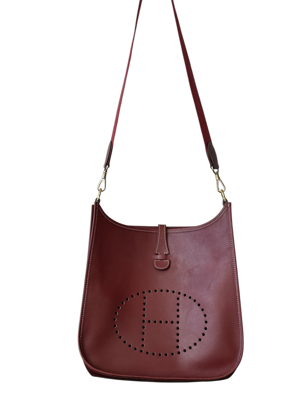 Hermes Evelyn 1 PM Box Calf Leather Bordeaux