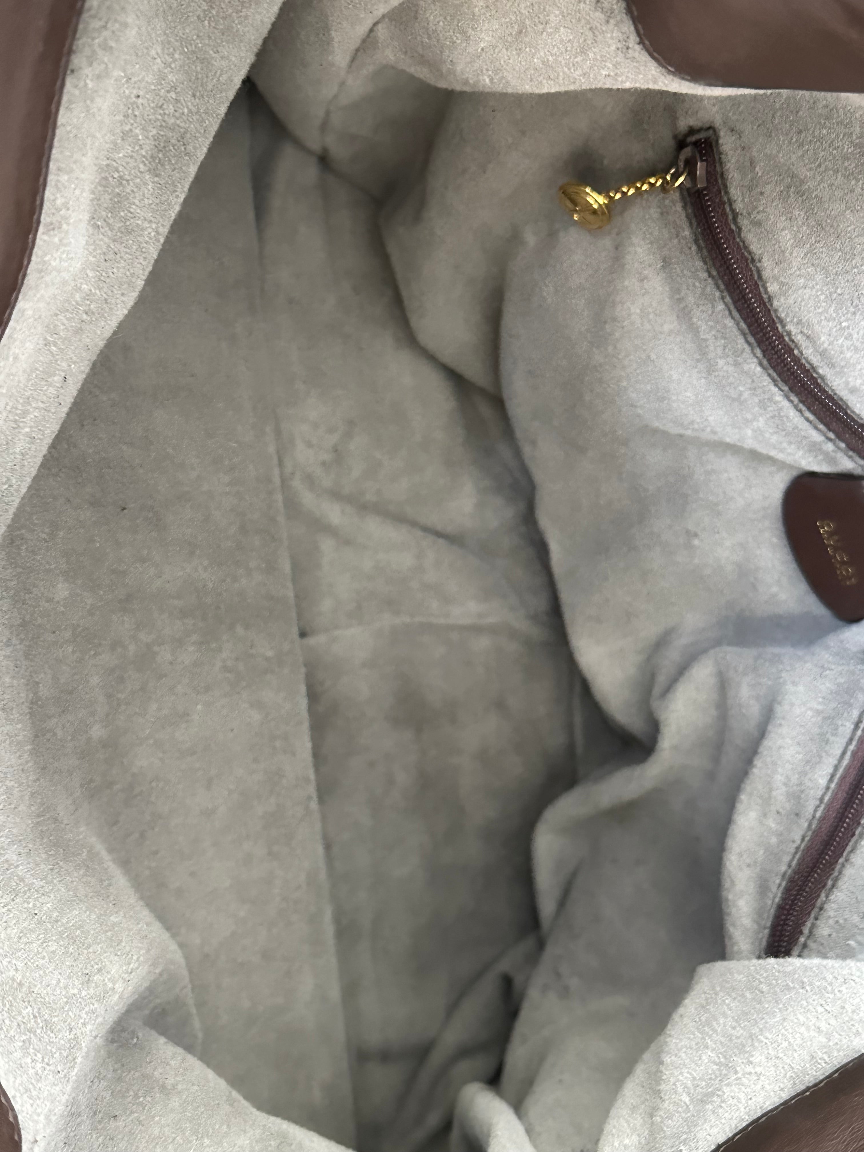 Gucci Bamboo Handle Large Leather Bag With Strap