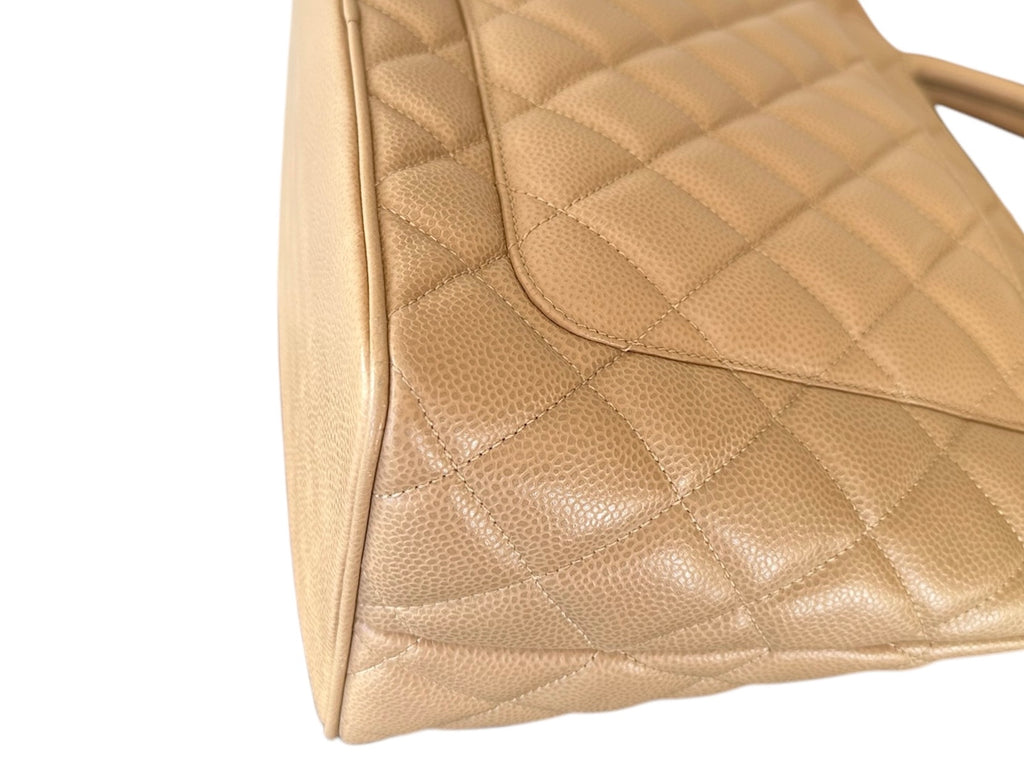 Chanel Classic Gold Medallion CC Quilted Caviar Leather Tote Bag