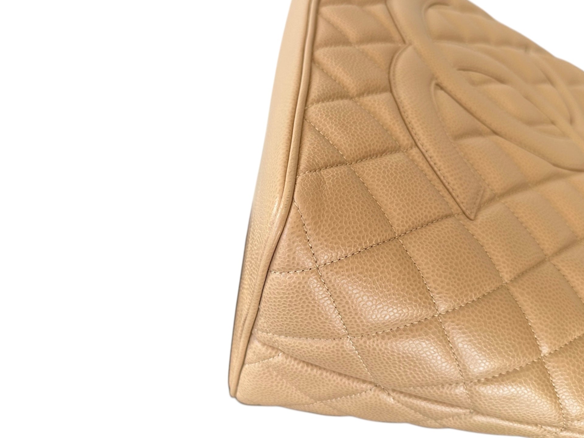 Chanel Classic Gold Medallion CC Quilted Caviar Leather Tote Bag