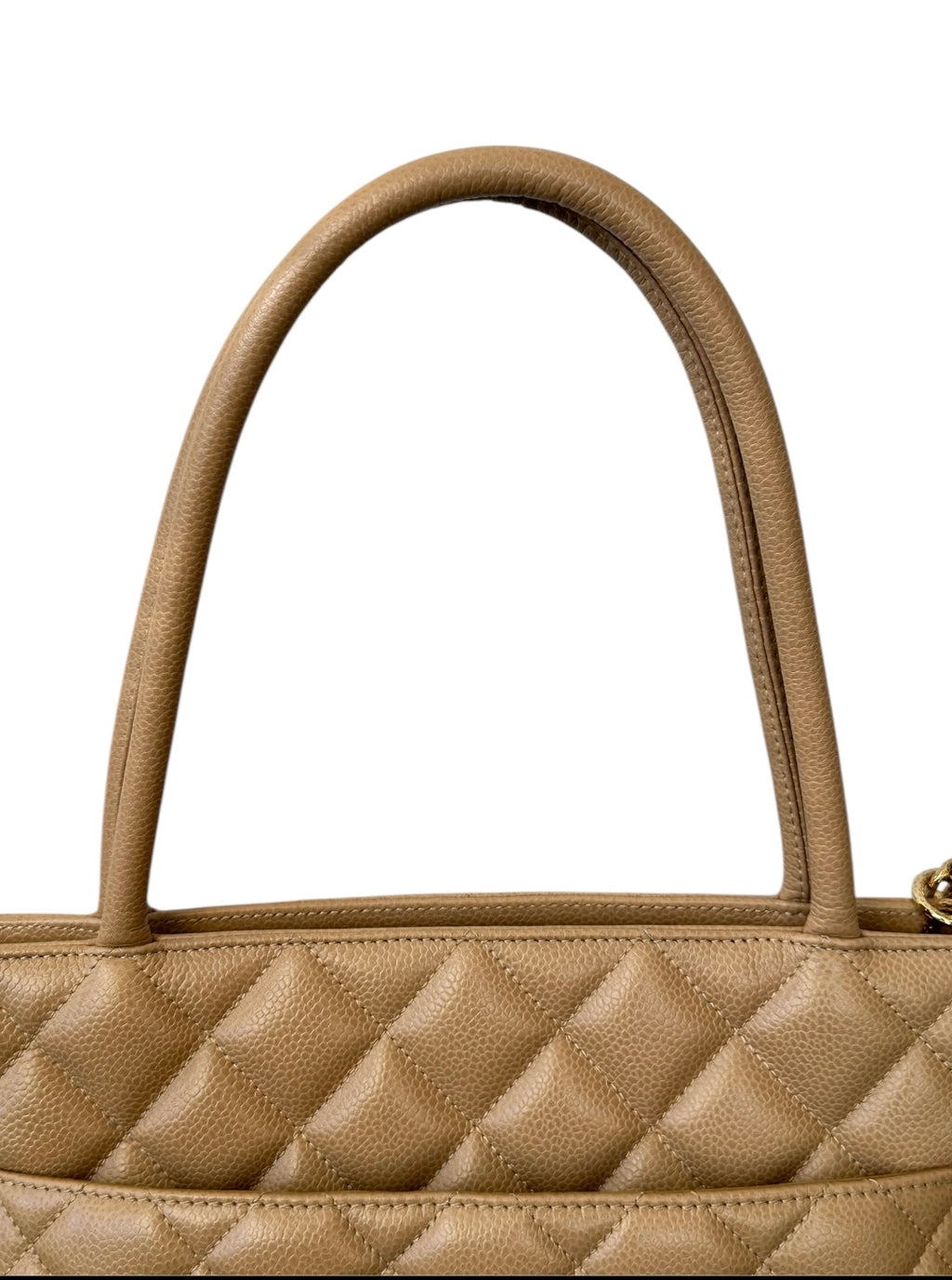 Chanel Classic Gold Medallion CC Quilted Caviar Leather Tote Bag