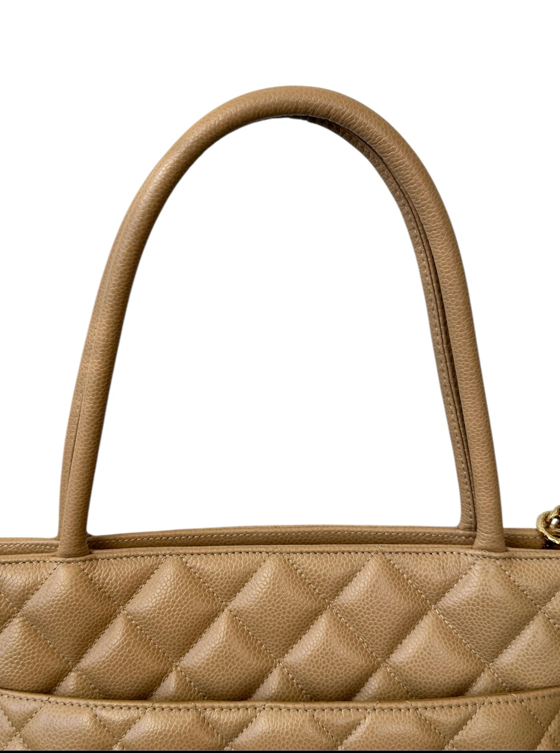 Chanel Classic Gold Medallion CC Quilted Caviar Leather Tote Bag