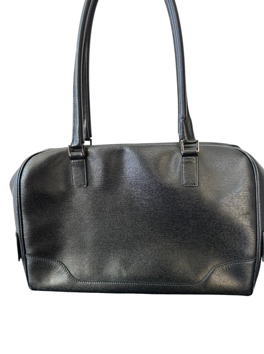 Gucci Front Angle Zipper Black Leather Shoulder Bag