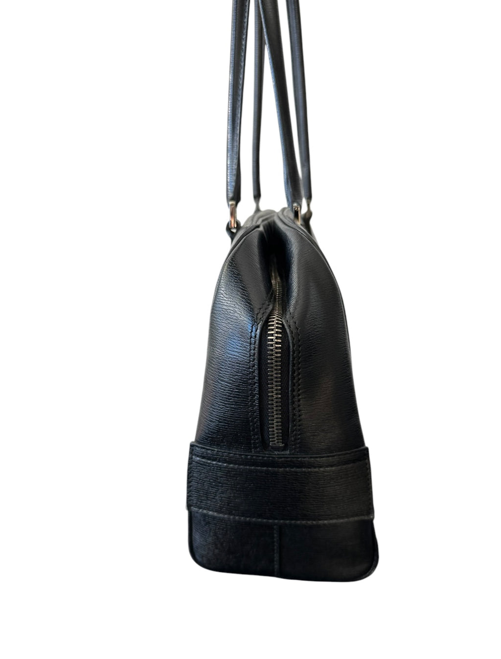 Gucci Front Angle Zipper Black Leather Shoulder Bag