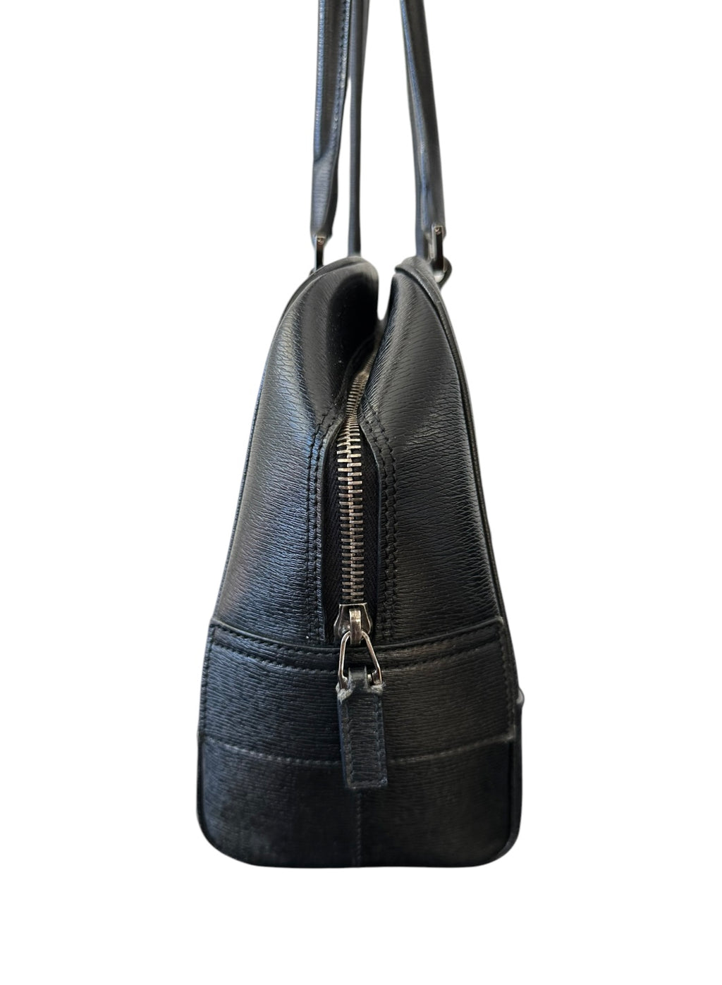 Gucci Front Angle Zipper Black Leather Shoulder Bag