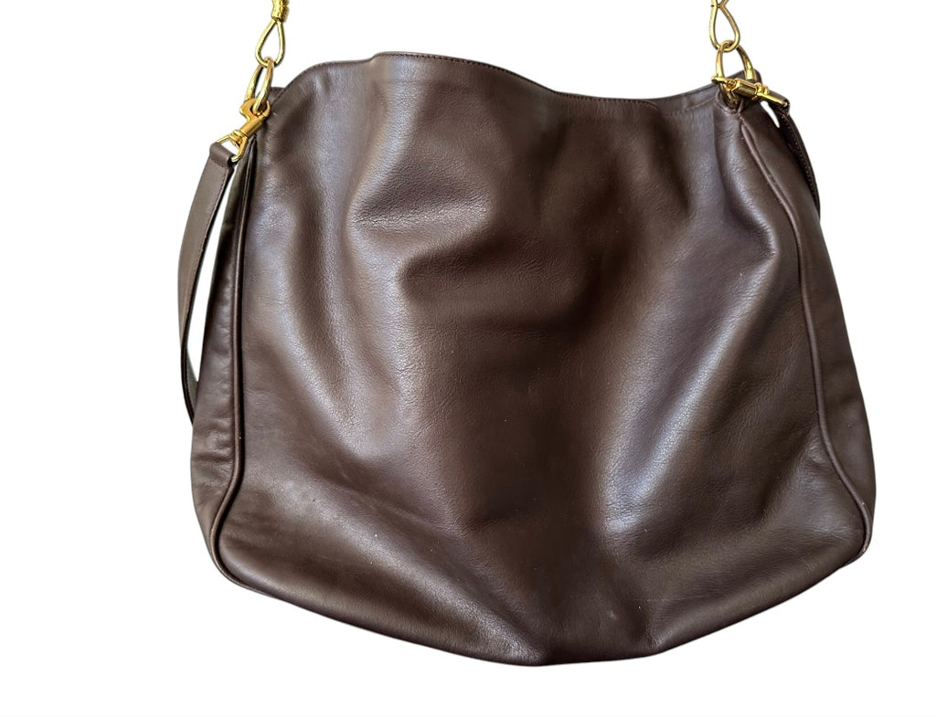 Gucci Bamboo Handle Large Leather Bag With Strap