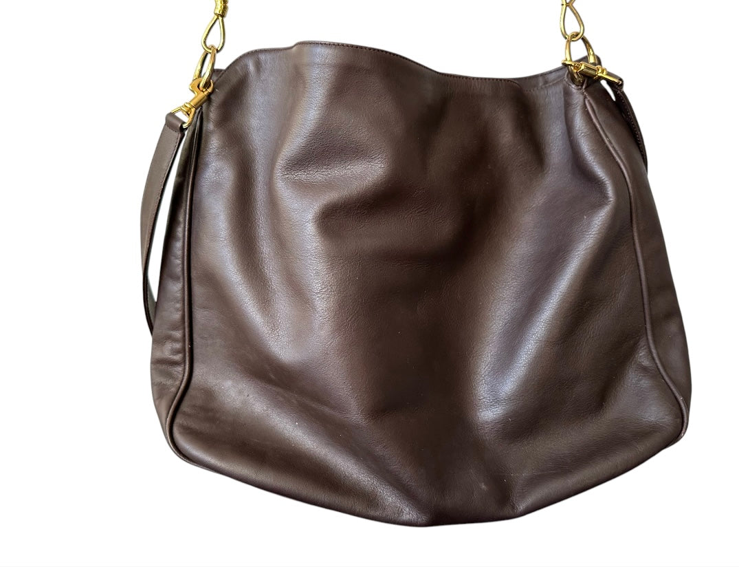 Gucci Bamboo Handle Large Leather Bag With Strap