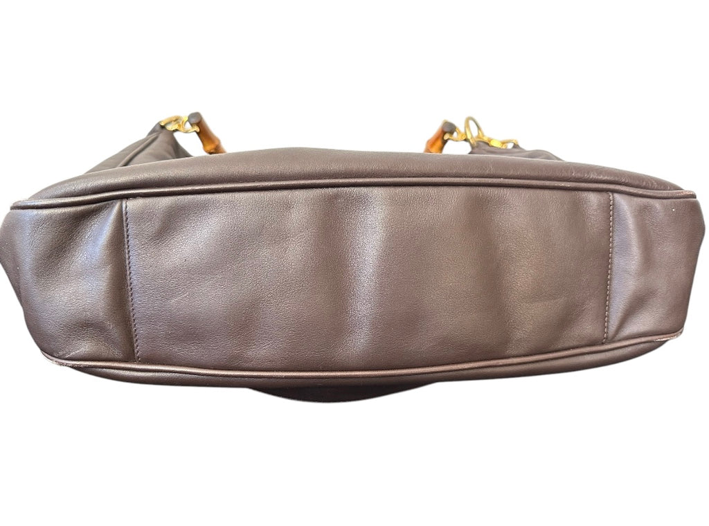 Gucci Bamboo Handle Large Leather Bag With Strap