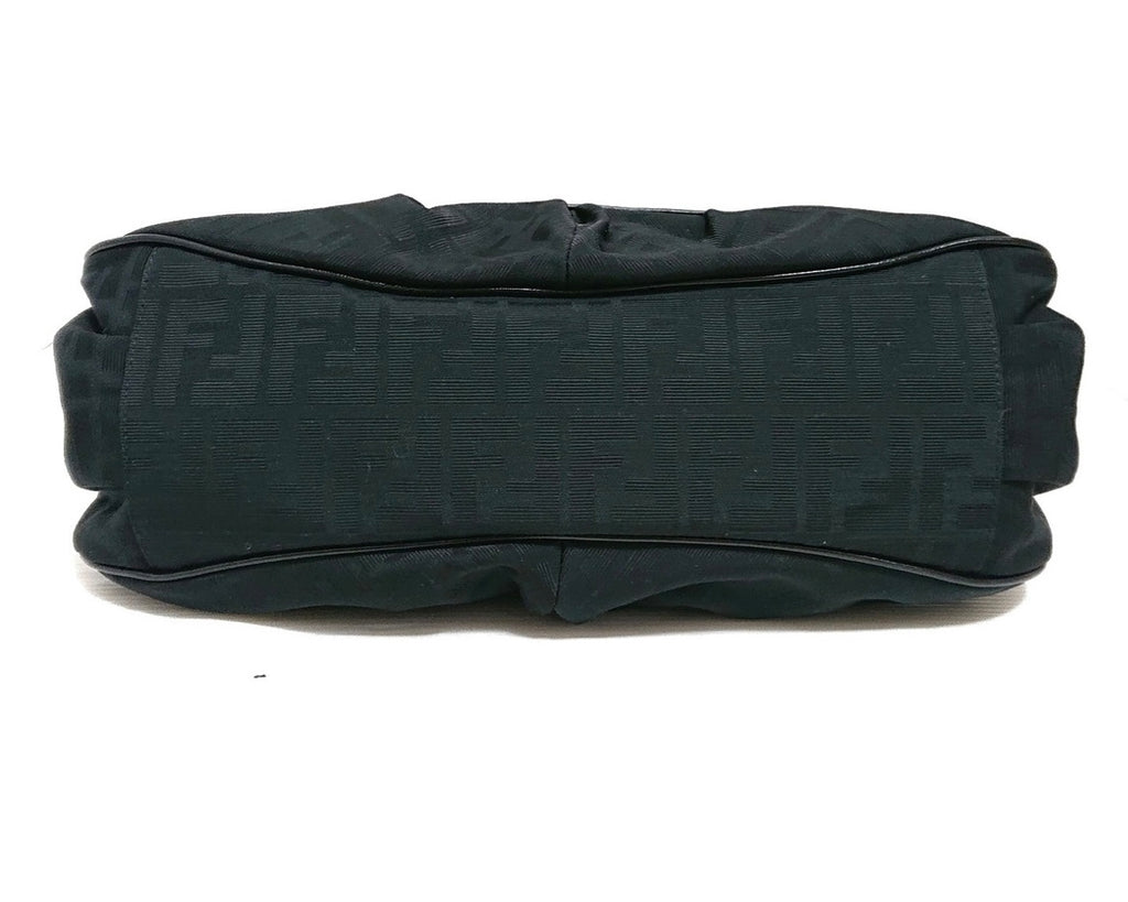 Fendi Zucca Shoulder Bag Black Jacquard Leather