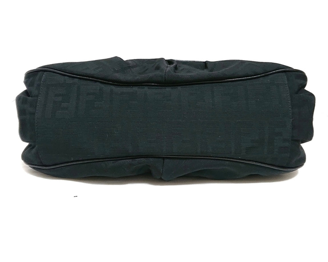 Fendi Zucca Shoulder Bag Black Jacquard Leather