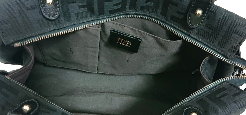 Fendi Zucca Shoulder Bag Black Jacquard Leather