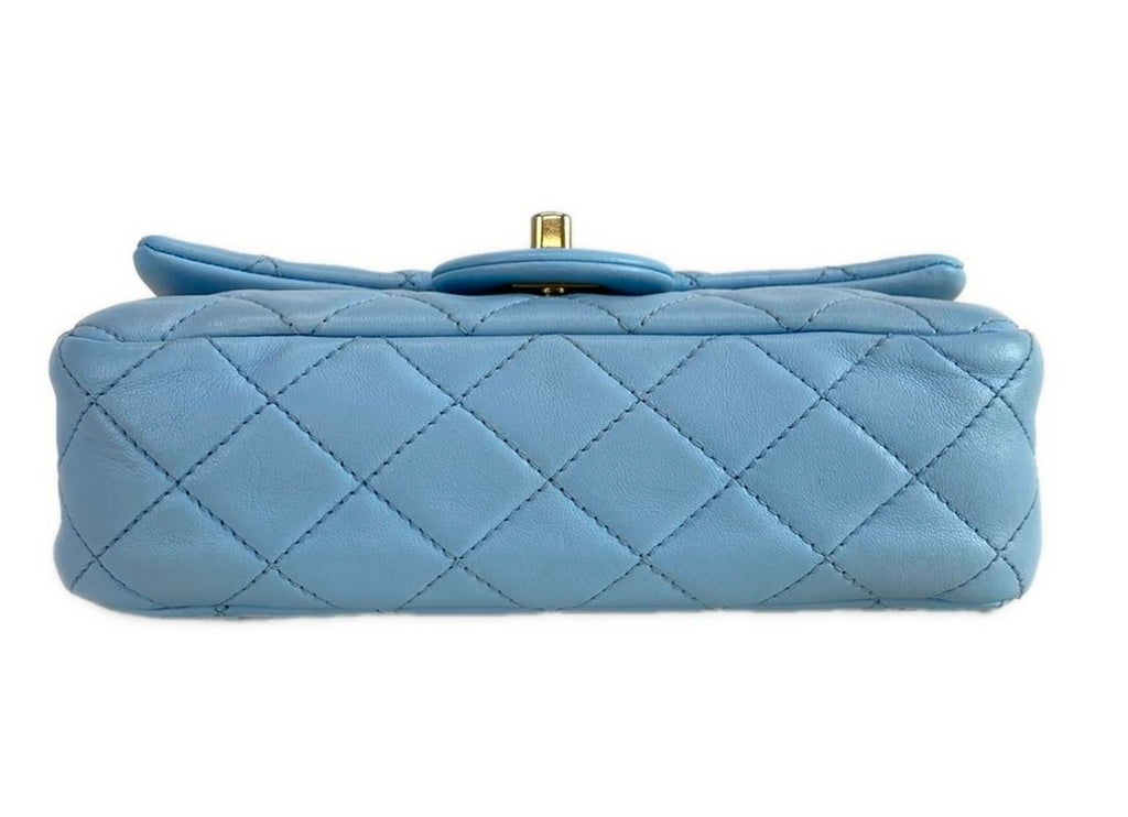 Chanel Mini Pearl Crush Flap Bag Blue Lambskin Leather