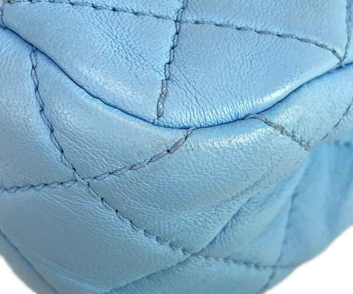 Chanel Mini Pearl Crush Flap Bag Blue Lambskin Leather