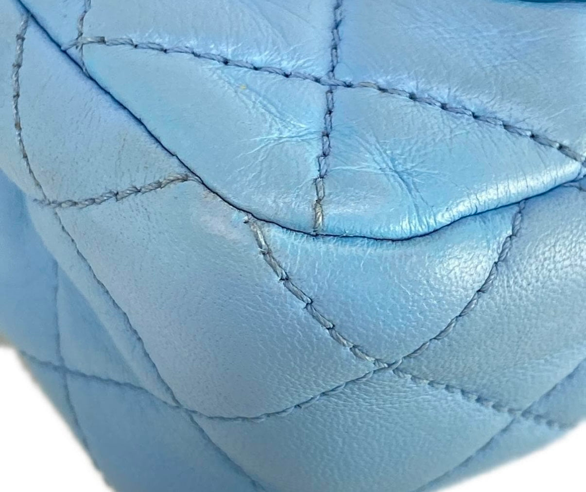 Chanel Mini Pearl Crush Flap Bag Blue Lambskin Leather