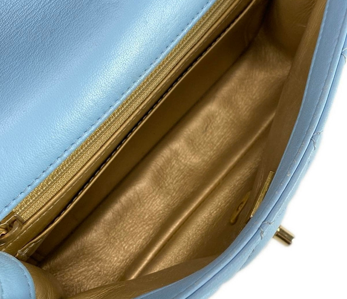 Chanel Mini Pearl Crush Flap Bag Blue Lambskin Leather