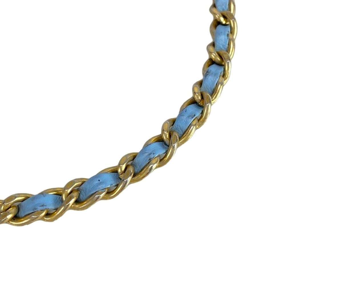 Chanel Mini Pearl Crush Flap Bag Blue Lambskin Leather