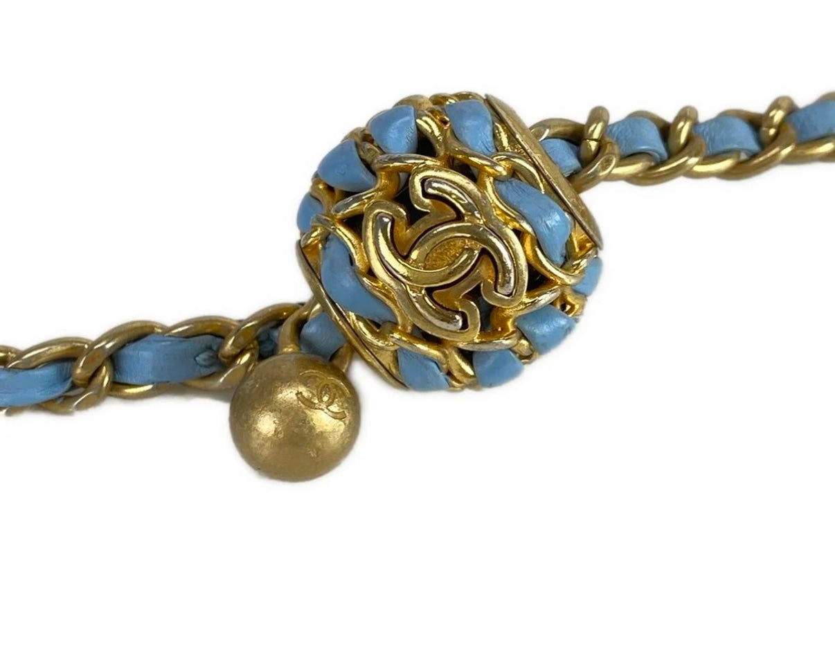 Chanel Mini Pearl Crush Flap Bag Blue Lambskin Leather