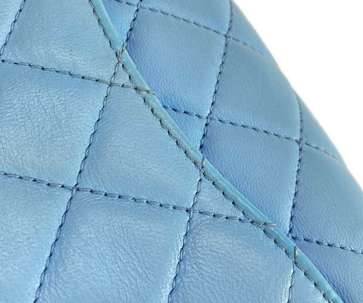 Chanel Mini Pearl Crush Flap Bag Blue Lambskin Leather