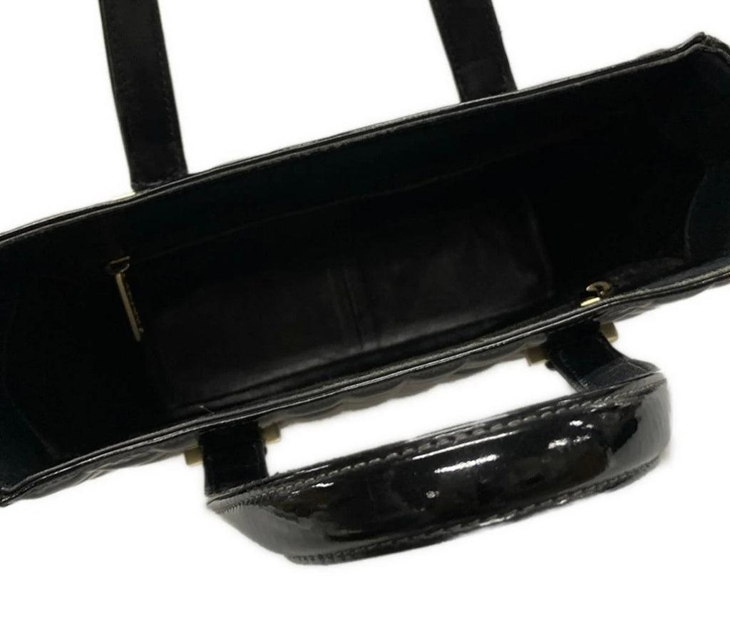 Chanel Chocolate Bar Tote Bag Black Patent Leather