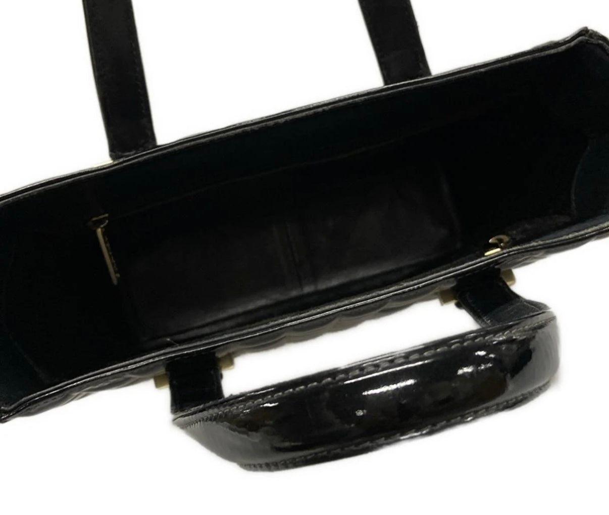 Chanel Chocolate Bar Tote Bag Black Patent Leather