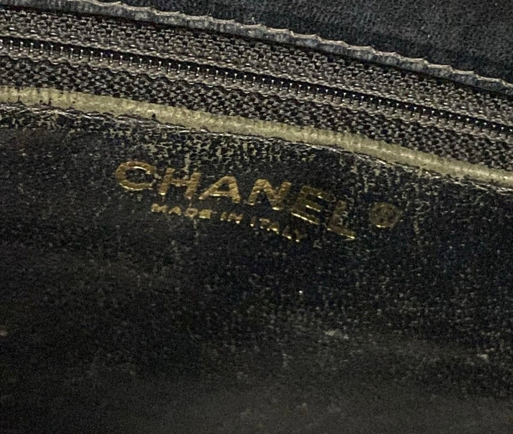 Chanel Chocolate Bar Tote Bag Black Patent Leather