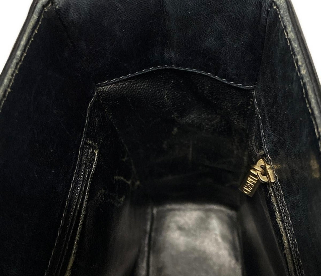 Chanel Chocolate Bar Tote Bag Black Patent Leather