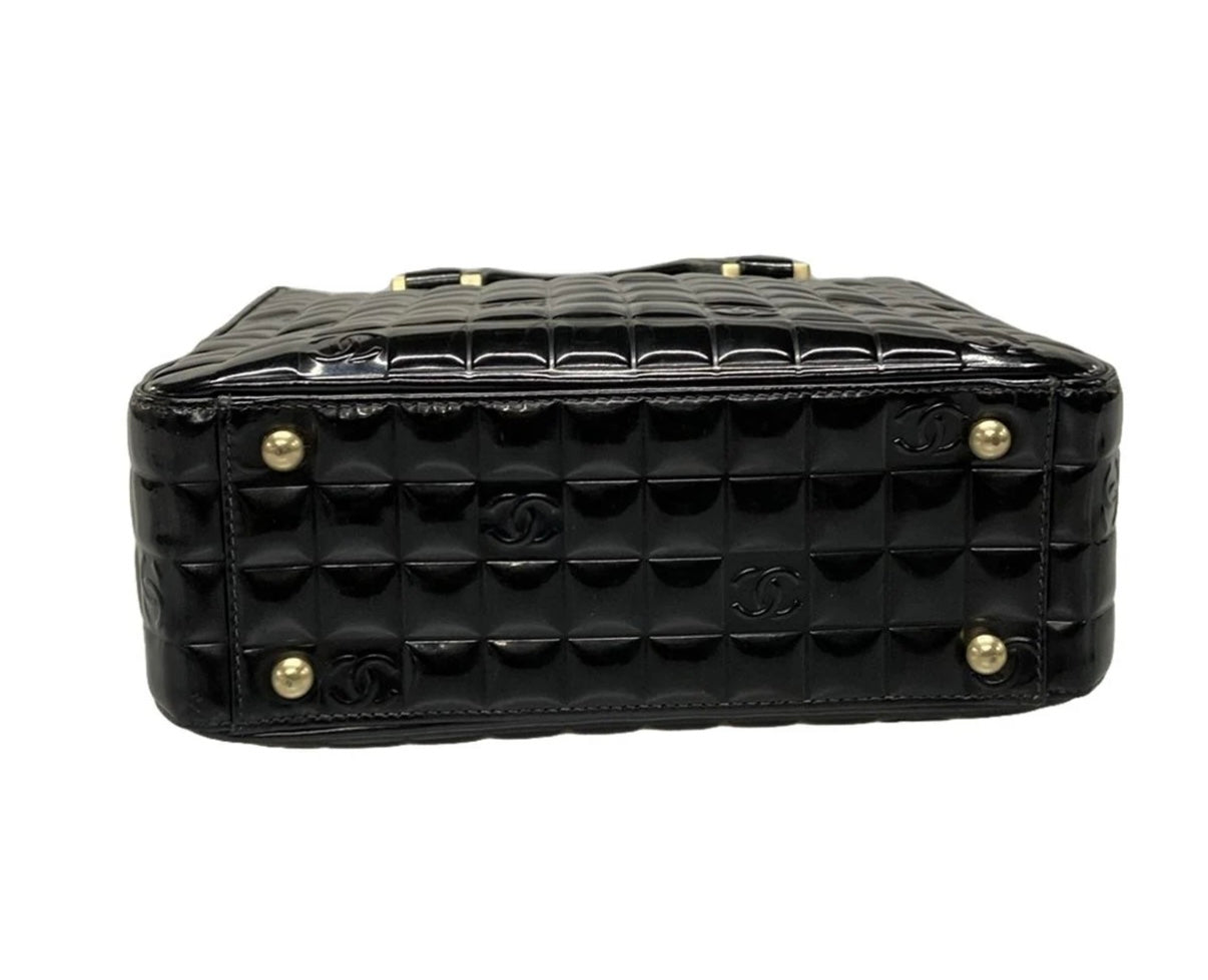 Chanel Chocolate Bar Tote Bag Black Patent Leather