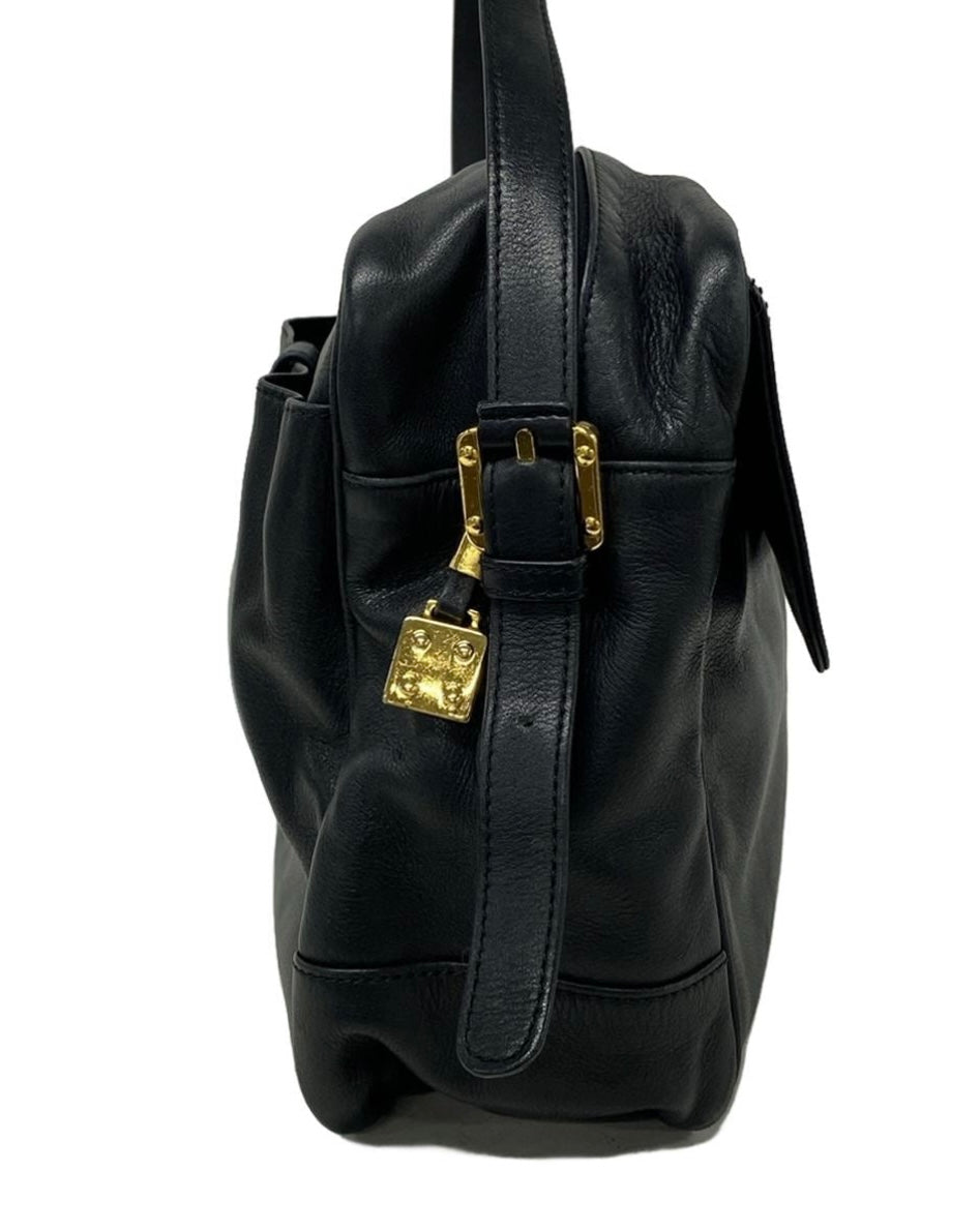 Loewe Black Leather Messenger Bag