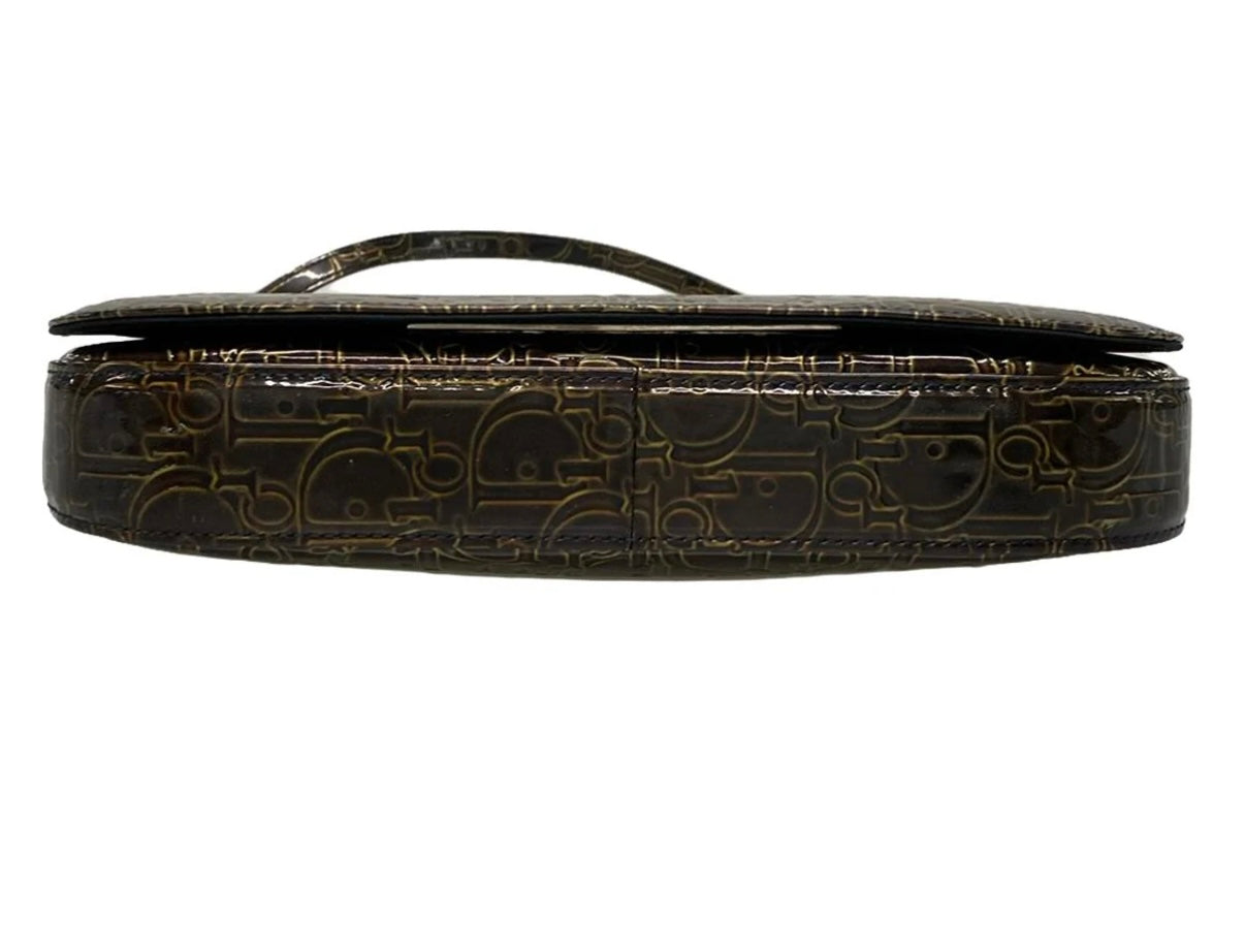 Christian Dior Maris Pearl Brown Patent Leather Shoulder Bag