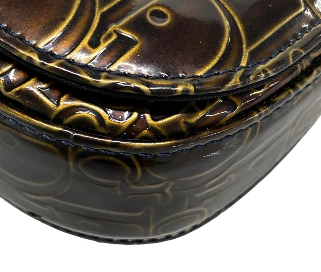 Christian Dior Maris Pearl Brown Patent Leather Shoulder Bag