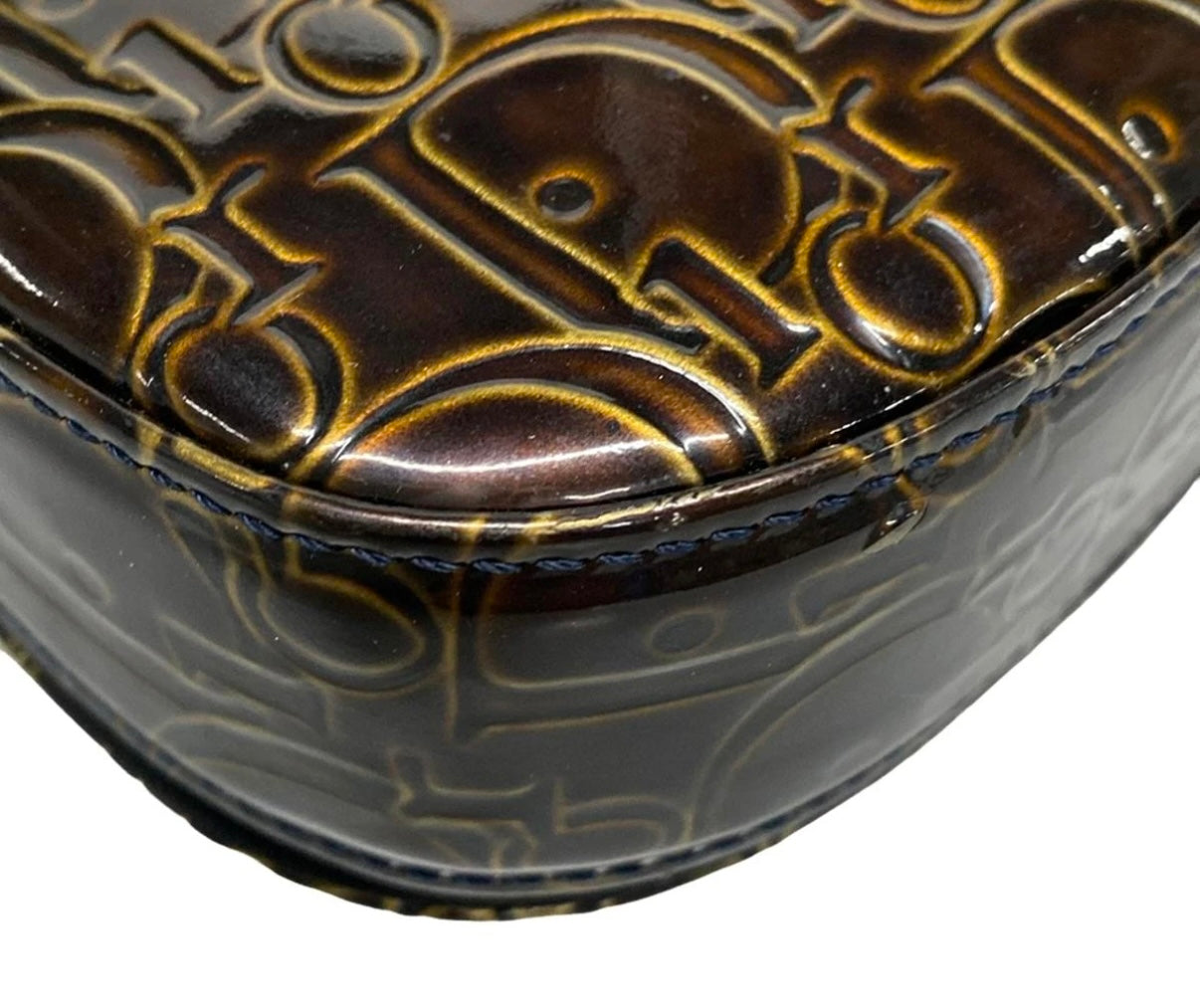 Christian Dior Maris Pearl Brown Patent Leather Shoulder Bag