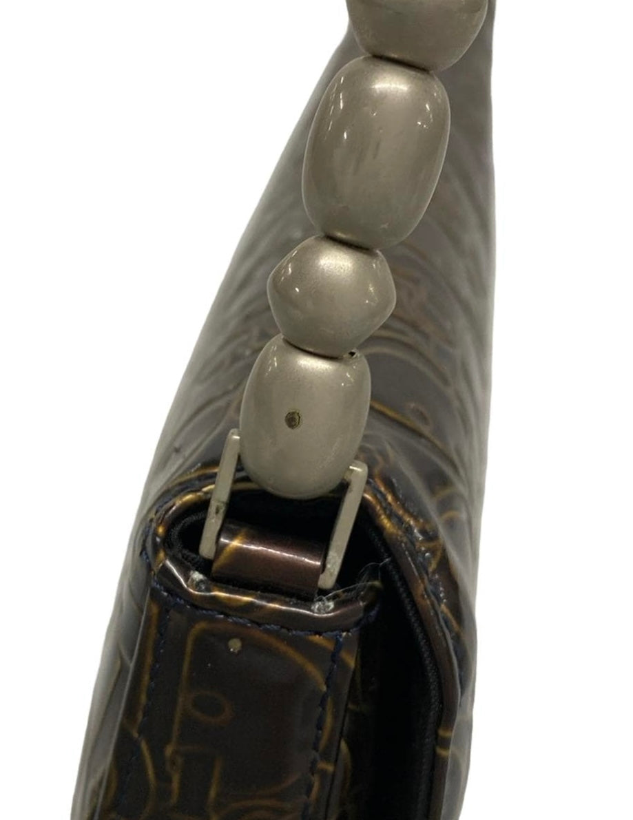 Christian Dior Maris Pearl Brown Patent Leather Shoulder Bag