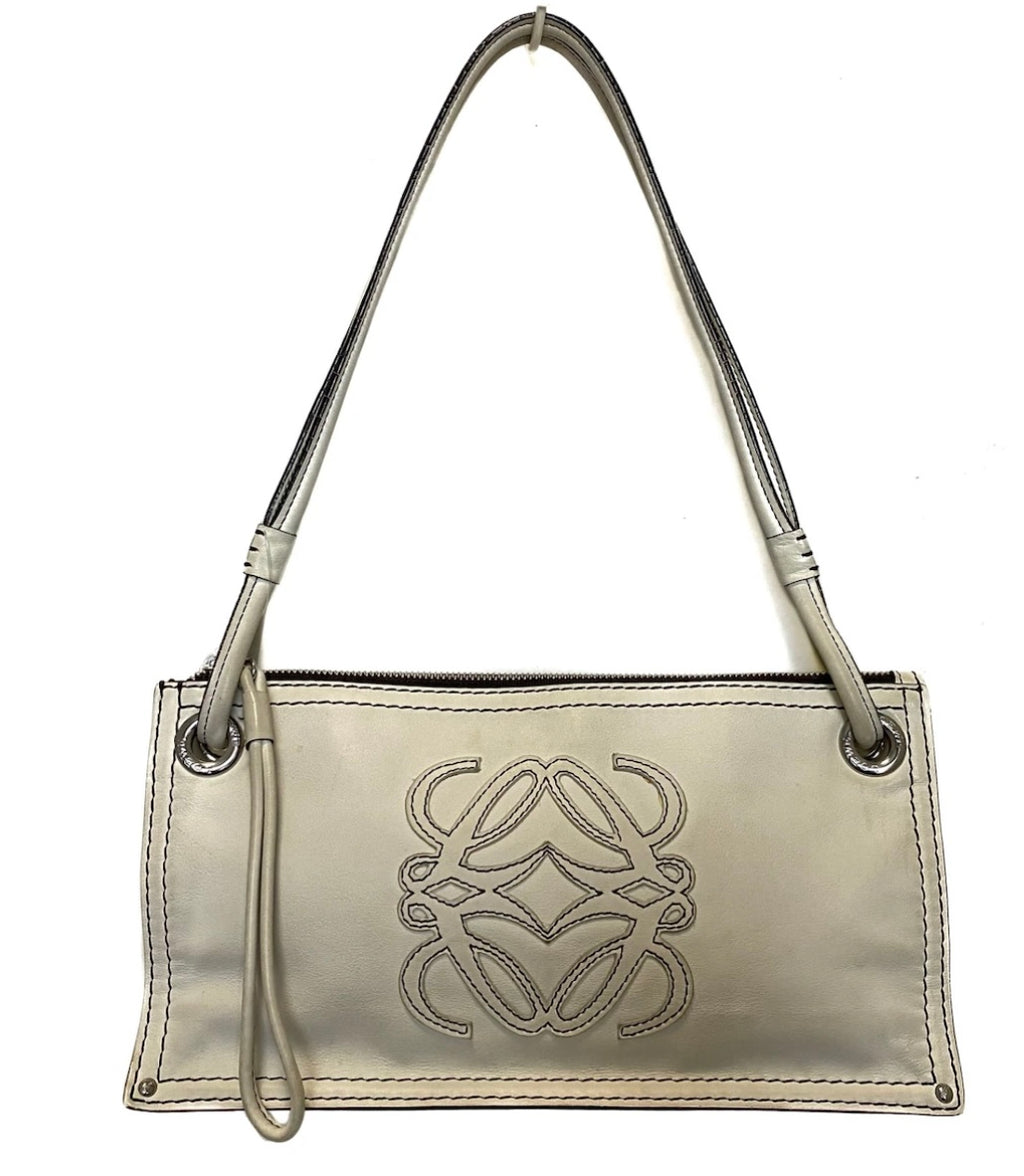 Loewe White Leather Double Sided Shoulder Bag
