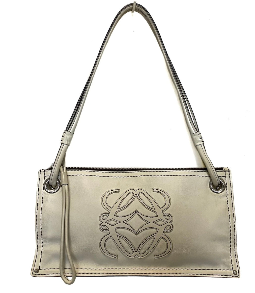 Loewe White Leather Double Sided Shoulder Bag