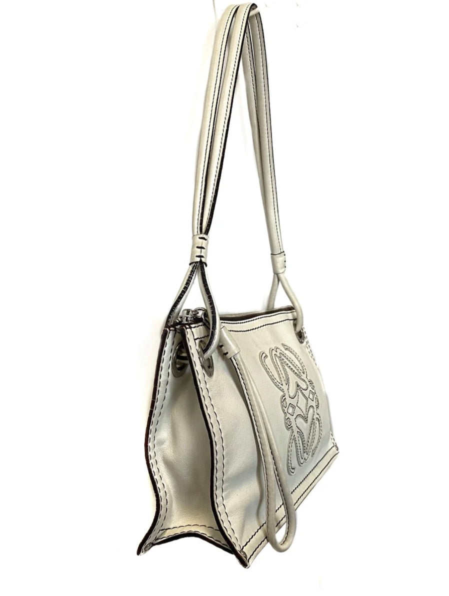 Loewe White Leather Double Sided Shoulder Bag