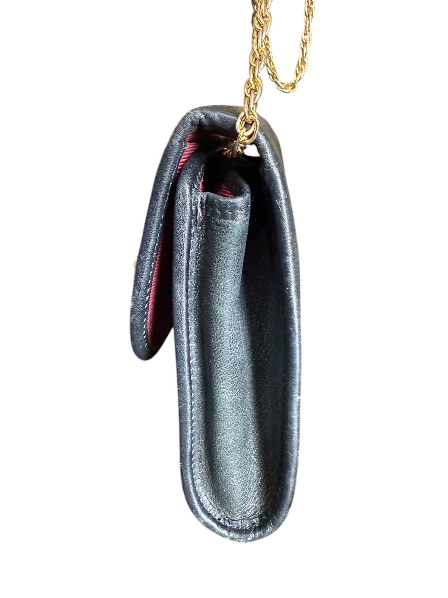 Chanel Vintage CC Mini Pushlock Quilted Lambskin Leather Chain Crossbody