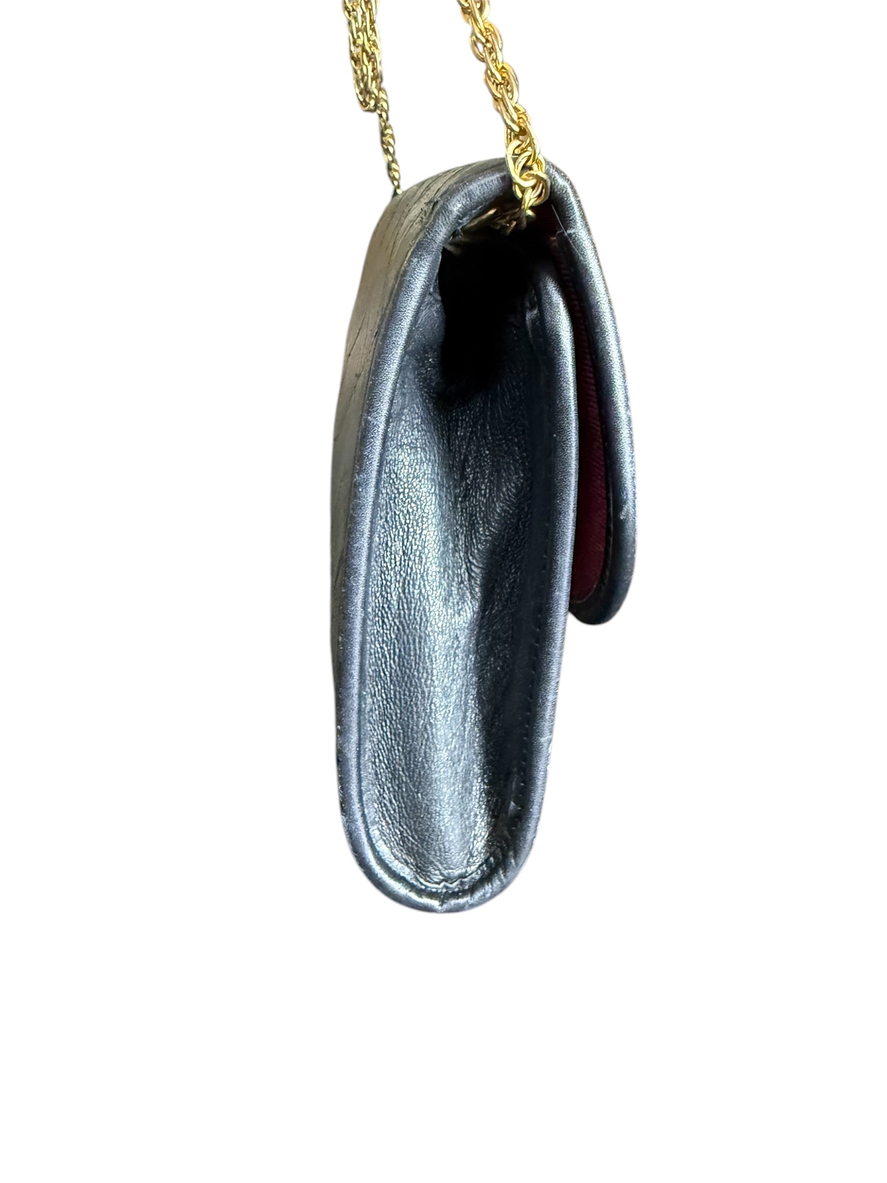 Chanel Vintage CC Mini Pushlock Quilted Lambskin Leather Chain Crossbody