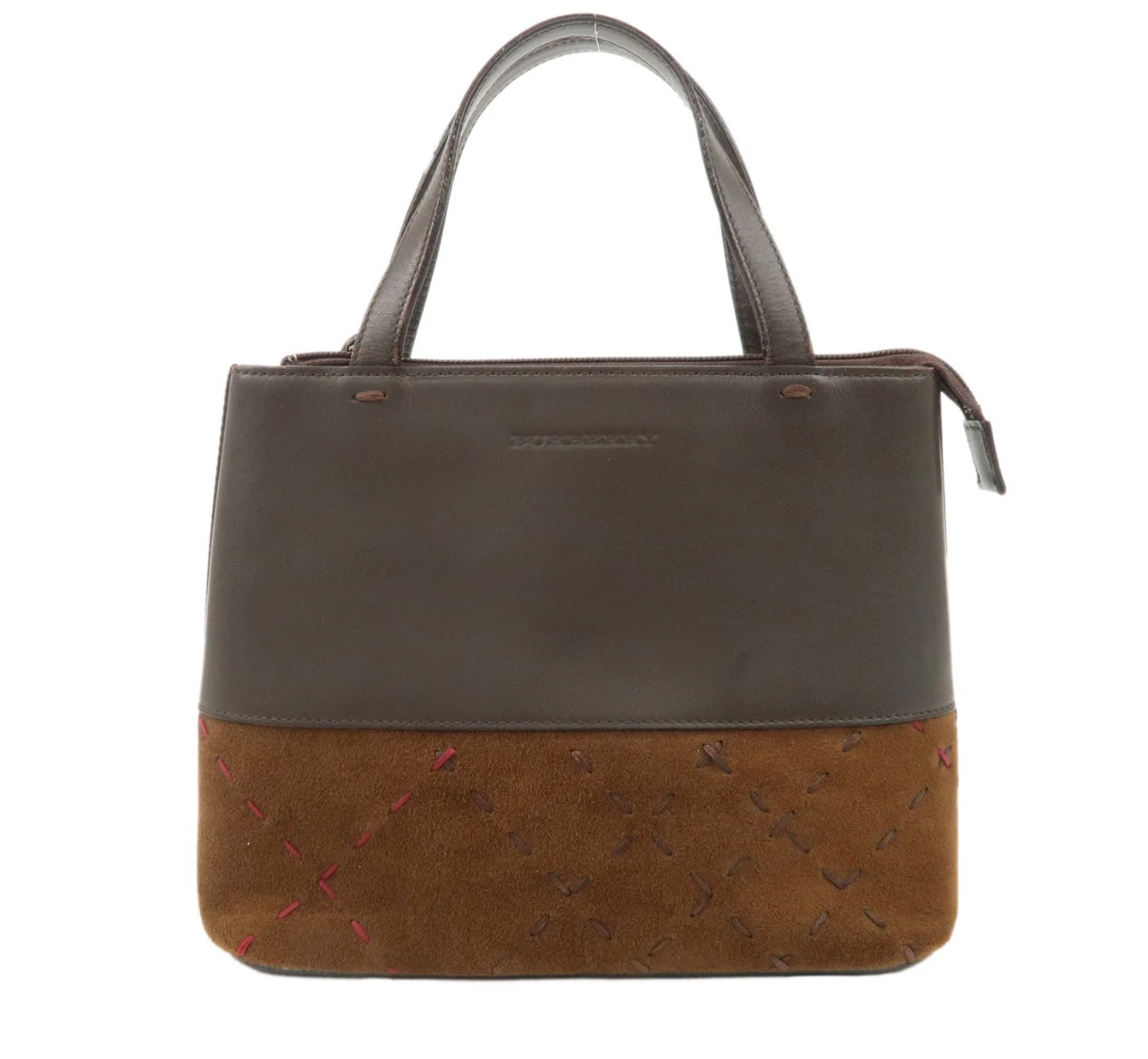 Burberry Suede Leather Hand Bag Brown