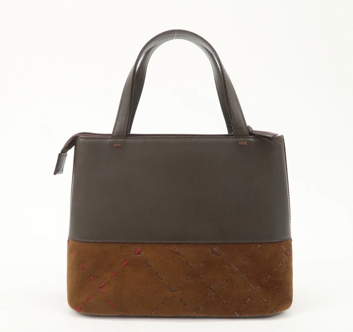 Burberry Suede Leather Hand Bag Brown