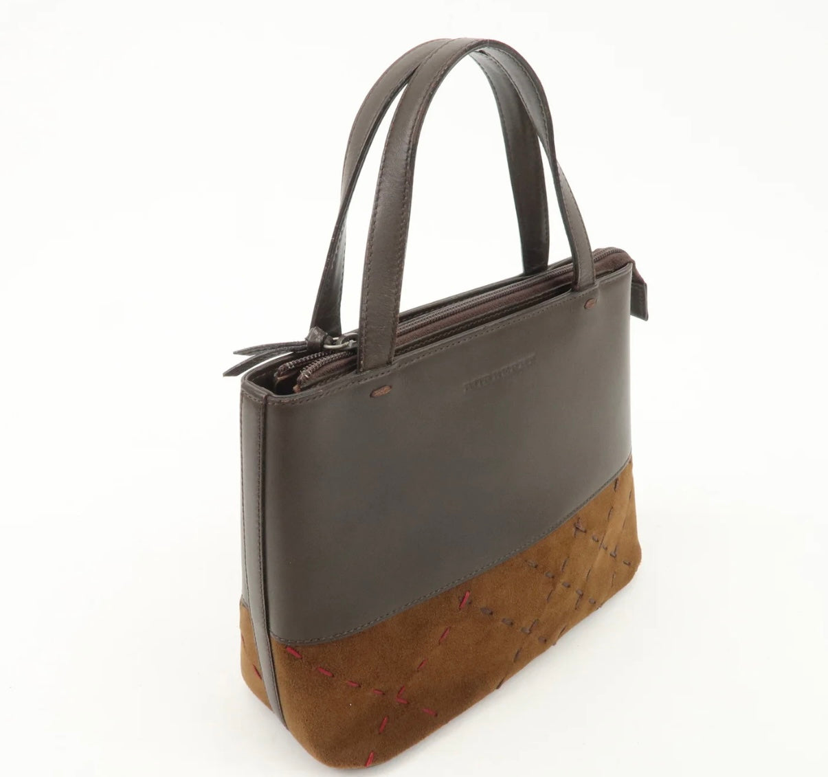 Burberry Suede Leather Hand Bag Brown